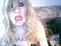 Filthy smoking pigslut Sarah humiliates herself by drinking own piss, wanking and penetrating her shit chirrup cunt effectively dildo asian school boy cheerful sex videos