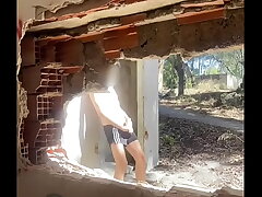 Exploring an abandoned building, 2 amateur boys remove their clothes increased by one starts to jerk off asian gay skivvies intercourse videos