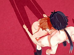 Genshin Onus Yaoi 3D - Tartaglia Lick balls and Dogy Style with Zhongli with creampie - Japanese asian manga anime pastime porn blithe gay teens asian coitus videos