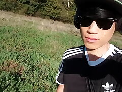 Jon Arteen pulls out his bonny penis and urinates outdoors. Asian gay pornography featuring an effeminate young man. asian gay sex videos uncle
