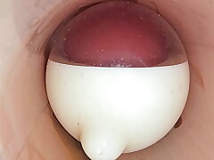 The camera in snort pussy records a huge ejaculation for sperm into the condom hot queasy asian jubilant sex videos